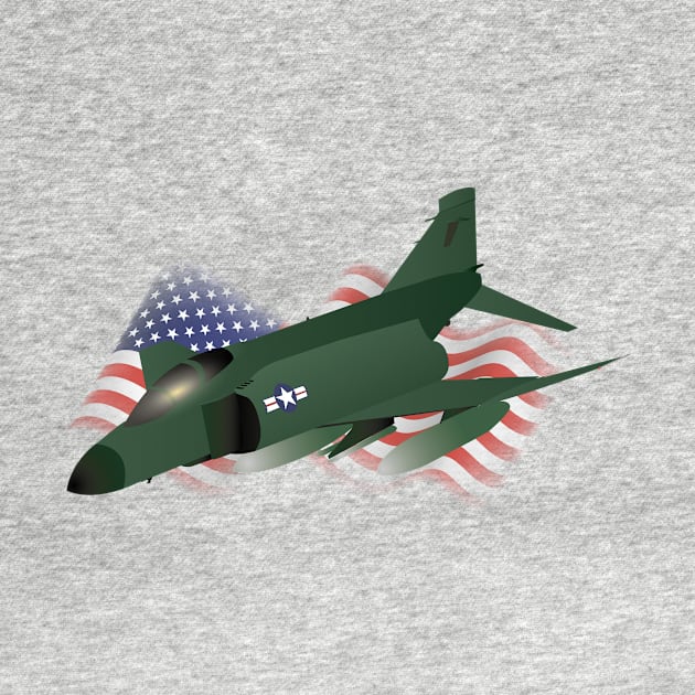 F-4 Phantom Jet Interceptor with US Flag by NorseTech